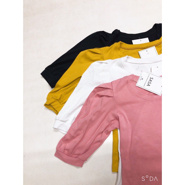 [Mã WARN10 giảm 10k đơn 99k] Áo thun cộc tay vai bồng chất zip cotton | BigBuy360 - bigbuy360.vn