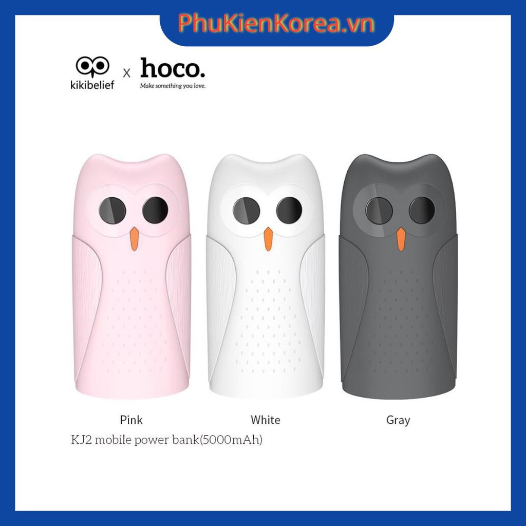 Sạc dự phòng 5000mah Hoco KJ2 hình chim cú mèo kikibelief - 2 cổng - BH Toàn Quốc
