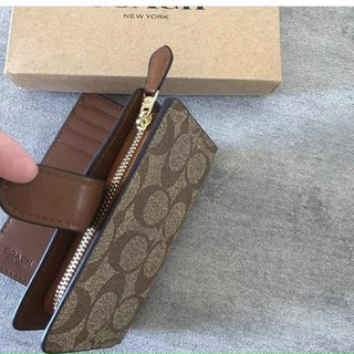 Ví medium corner zip wallet C.@.a.chi brown canvas