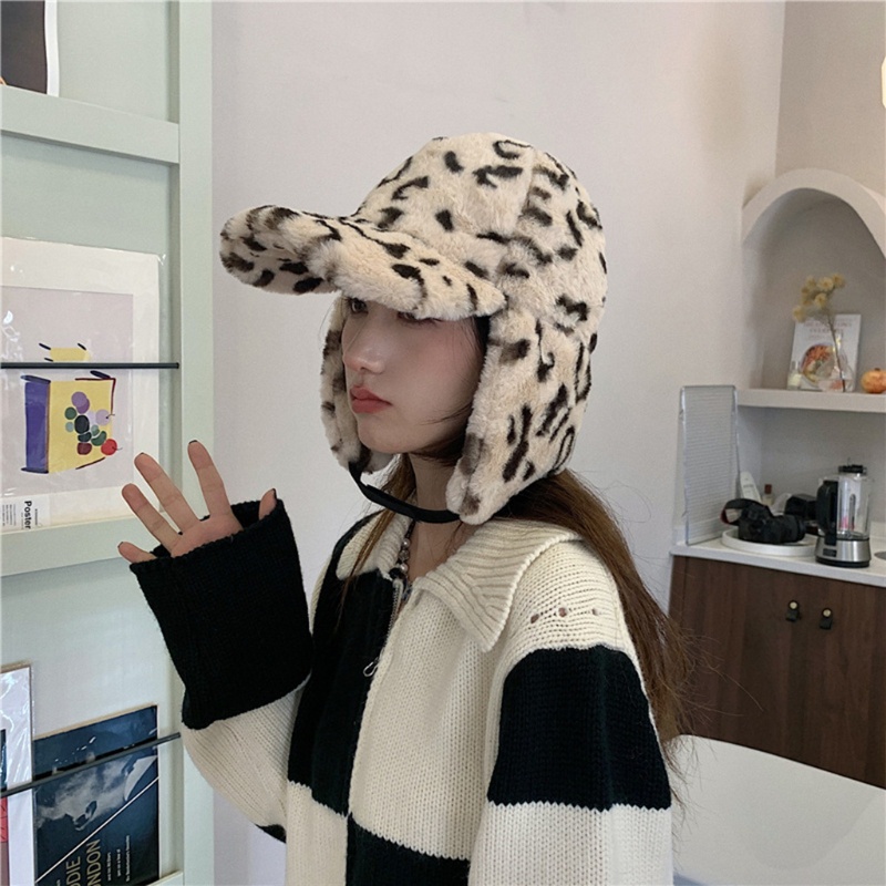 Mũ Tai Bèo In Họa Tiết Da Báo Thời Trang Mùa Đông