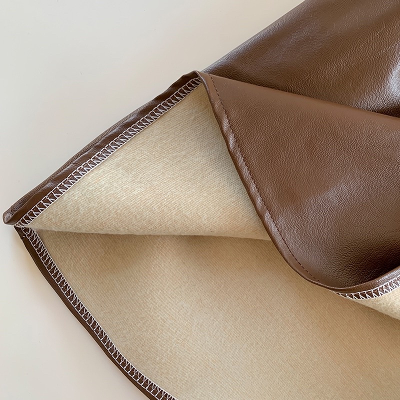 Set áo và đầm da màu nâu - Rina Set