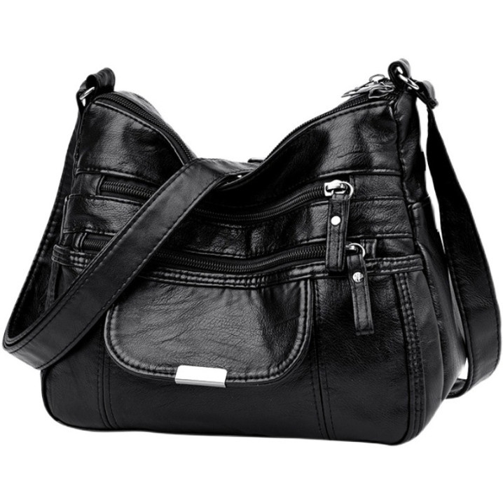 Túi xách nữ đeo chéo da mềm Quảng Châu nhiều ngăn vạch nổi ngang BAG U DV18