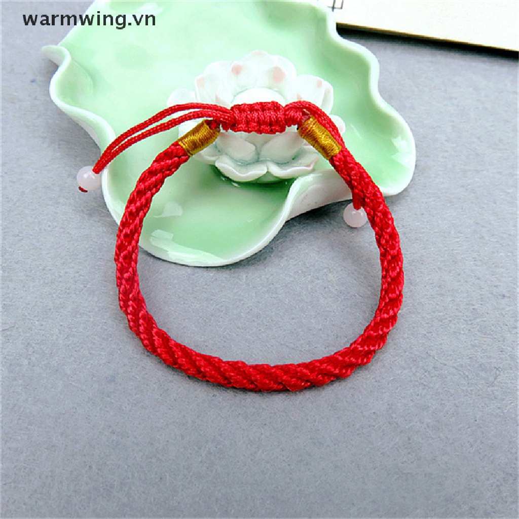 [warmwing] Vòng Tay Dây Đỏ May Mắn Bện Thủ Công Có Thể Điều Chỉnh Cho Cặp Đôi