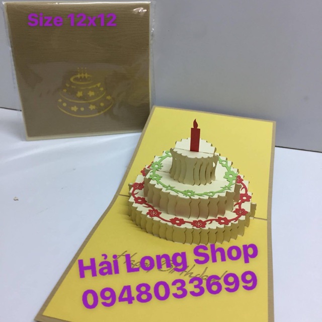 Bánh sinh nhật 1 nến - Birthday Cake  - Thiệp 3D