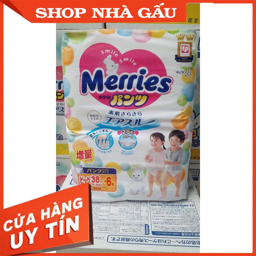 Bỉm Quần Merries Nội Địa Nhật Cộng Miếng Đủ Size - S/82+6 - M58+6 - L 44+6 - XL 38+6