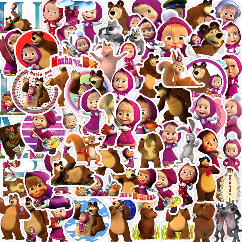 50 Cái / Bộ ❉ Hình Dán Dòng Masha and the Bear Series 02 ❉ Miếng Dán Decal Chống Thấm Nước Thời Trang