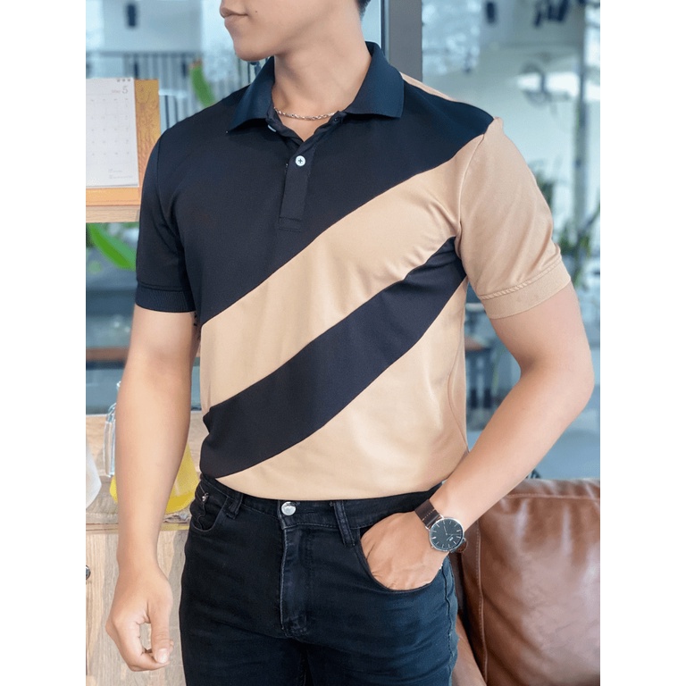 Áo thun Nam Có Cổ Polo Phối Sọc Nam Tính Lịch Lãm Cực Hot HK