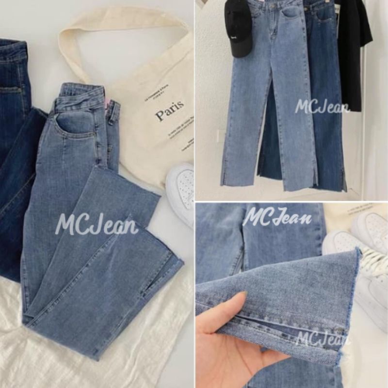 Quần jean nữ xẻ gấu nhạt co dãn 4 chiều phong cách Hàn Quốc | BigBuy360 - bigbuy360.vn