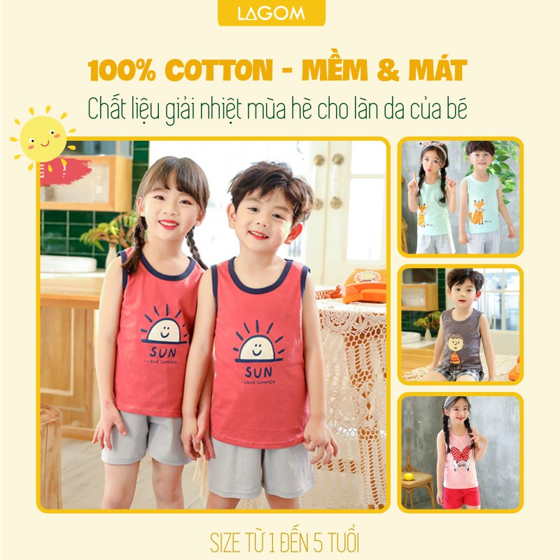 [20 MẪU - CAO CẤP] Bộ Ba Lỗ Bé Trai, Bé Gái Cotton 100%  Bộ Ngủ Cho Bé Cao Cấp