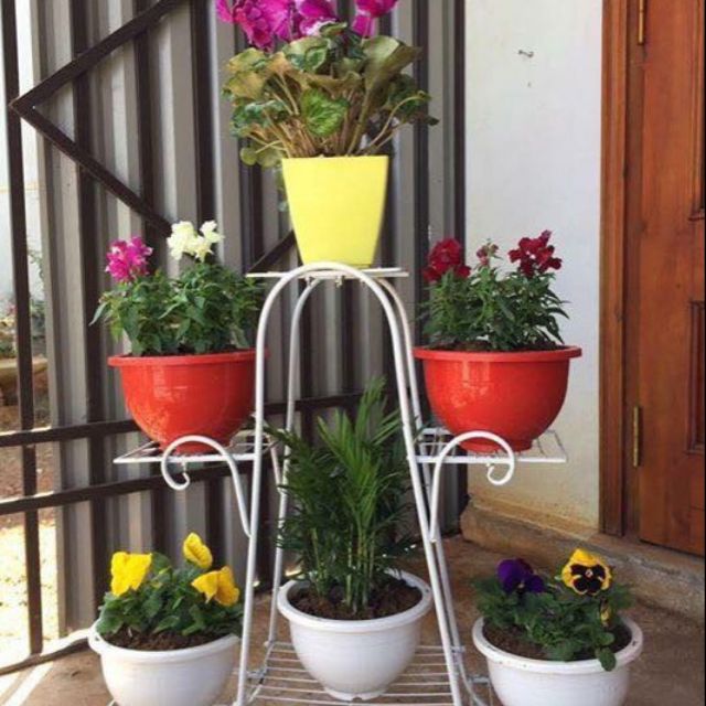Sỉ 1 kệ sắt để chậu cây chữ A và 4 kệ 5 tầng đế tròn nghệ thuật