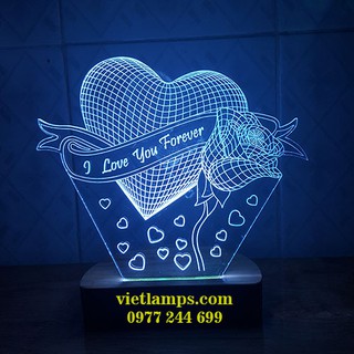 ĐÈN LED 3D TRÁI TIM VÀ HOA