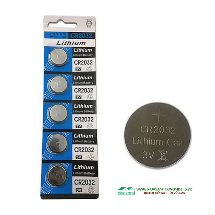 Pin Cúc Áo CR2032 Lithium Battery 3V, Vỉ 5 viên Sử Dụng Cho Các Thiết Bị Điện Tử