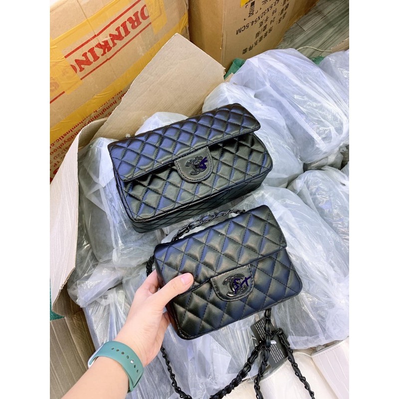 Túi classic khoá đen, dây đeo chéo đen, hàng hai nắp (tuyển sỉ, ctv toàn quốc)