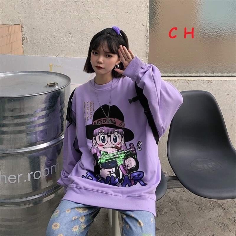 Áo Sweater cổ tròn Cậu Bé Black Air form rộng UlzzangChất nỉ cotton đẹp Không Bai xù, Áo mùa đông ấm Unisex nam nữ