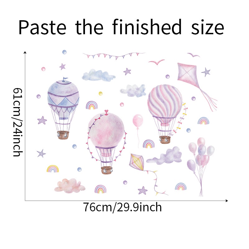 Miếng Dán Tường Trang Trí Hình Khinh Khí Cầu Cầu Vồng/Ngôi Sao/Đám Mây Màu Tím/Hồng Dành Cho Trẻ Em
