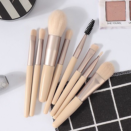 Bộ cọ trang điểm make up cá nhân 8 món thiết kế nhỏ gọn tiện ích đầy đủ công dụng cho make up hằng ngày