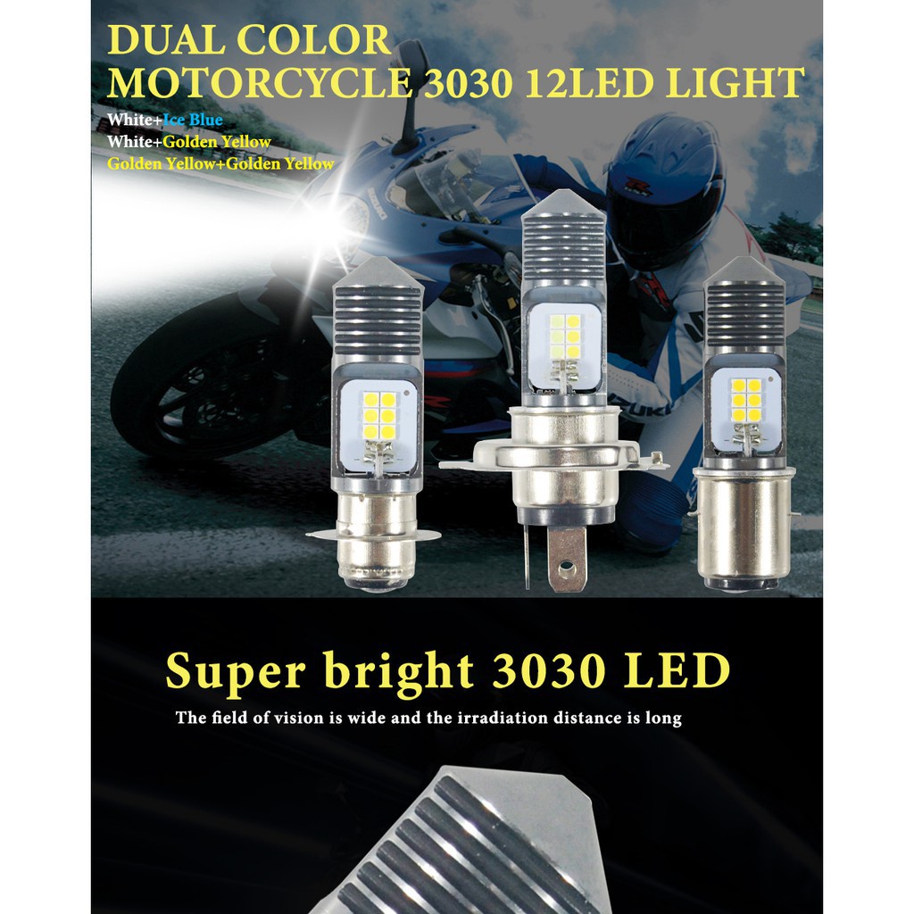 Đèn Pha Led T19 H4 BA20D H6 P15D H6W 2V 6000K Cho Xe Mô Tô