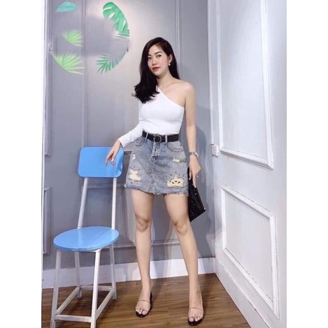 Áo Thun Body Tay Dài Lệch Vai 1 Tay Sang Chảnh - Dáng thường & Croptop  ྇