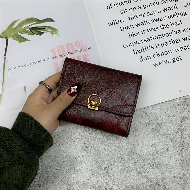 VN19H1224 VÍ NỮ BÓP TIỀN MINI THỜI TRANG ULZZANG VÍ NGẮN VINTAGE THANH LỊCH | BigBuy360 - bigbuy360.vn