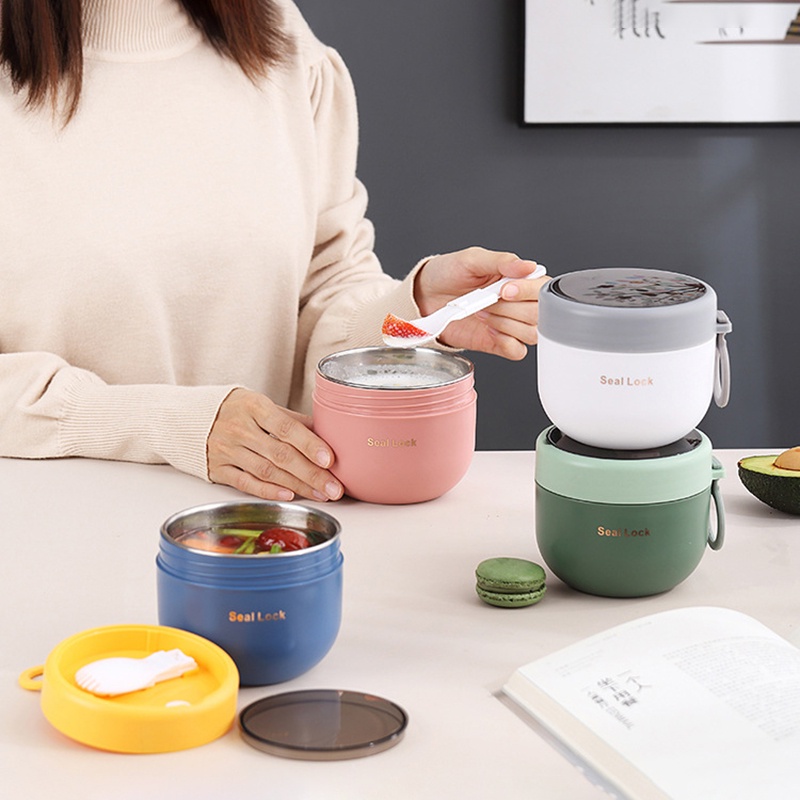 Cốc Đựng Thức Ăn Bằng Thép Không Gỉ 304 Cách Nhiệt Dùng Được Trong Lò Vi Sóng