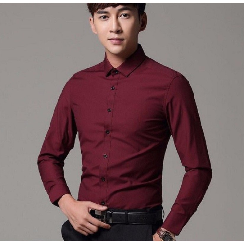 Áo sơ mi nam dài tay, áo sơ mi trắng tay dài form ôm chuẩn Hàn Quốc vải mềm mịn không nhăn