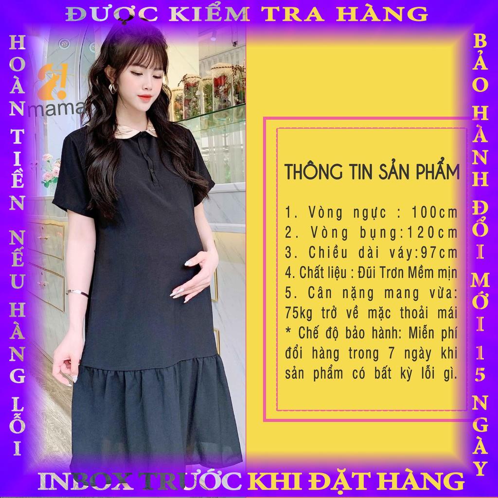 Váy bầu thiết kế dự tiệc công sở mùa hè 2MAMA suông đuôi cá dáng dài đen be V38 thuanguyen