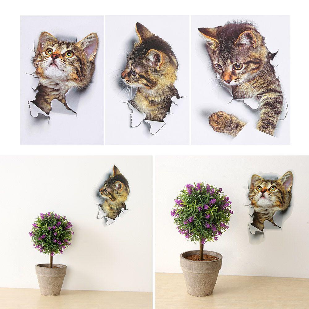 Bộ 3 Miếng Dán 3D Họa Tiết Hoạt Hình Động Vật Độc Đáo Trang Trí Tủ Lạnh