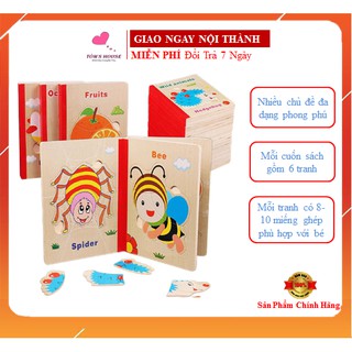 Đồ chơi sách gỗ ghép hình nhiều chủ đề cho bé
