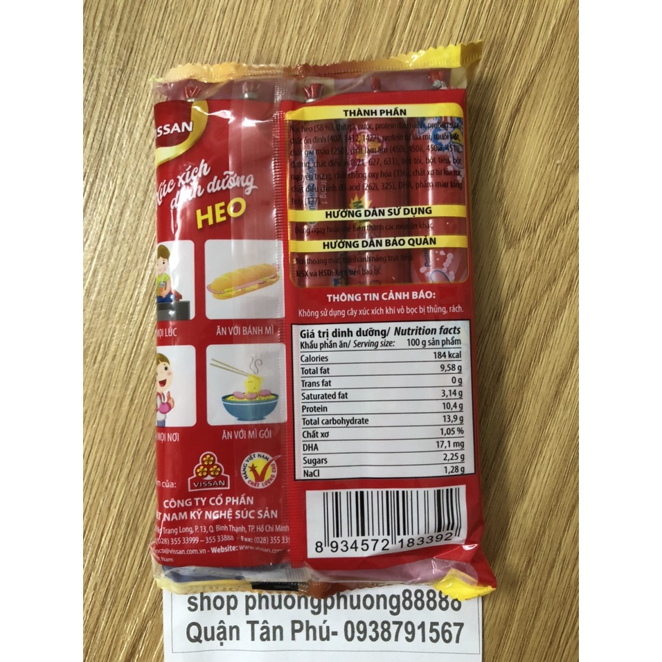 Xúc xích dinh dưỡng heo VISAN 3in1 Chất xơ+ Protein+ DHA gói 5 cây | BigBuy360 - bigbuy360.vn