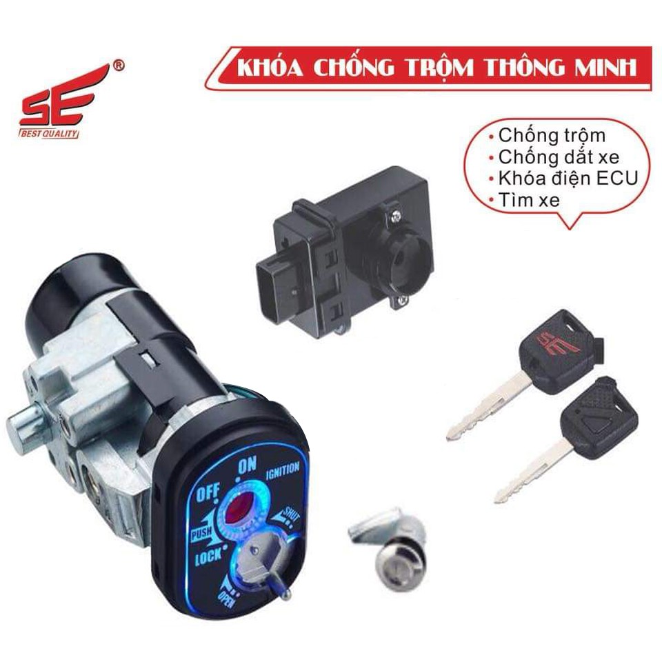 Chống Trộm Xe Máy ❤️𝑭𝑹𝑬𝑬𝑺𝑯𝑰𝑷❤️ Ổ Khóa Honda Đủ Dòng Mặt Đèn Led Chống Trộm Siêu Cấp Chống Dắt Tìm Xe