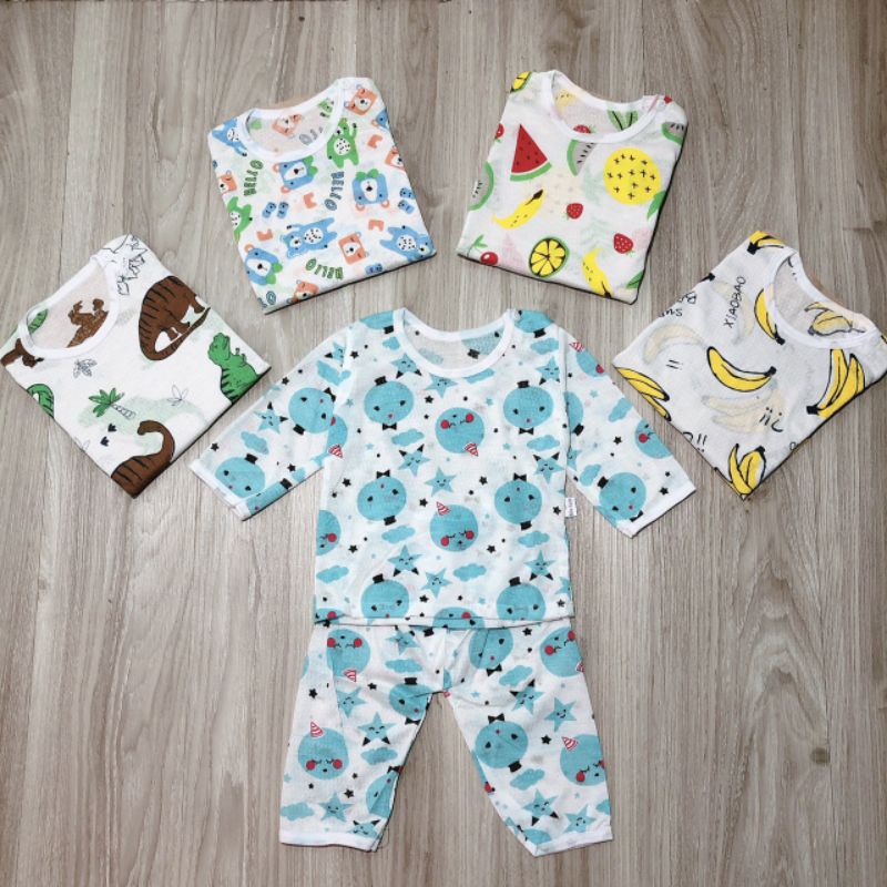 !!!sale giá sốc!!! Bộ thông hơi cotton dài tay xuất Nhật cho bé 7-15kg