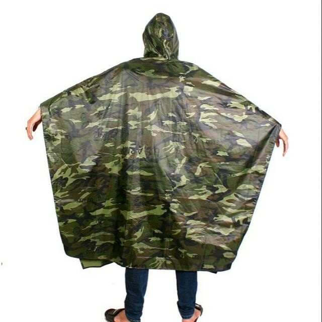 Áo Mưa Cánh Dơi Xẻ Tà Vải Tổ Ong Phủ Xe, Mang Balo, Phù Hợp Nhiều Loại Xe, Áo Mưa Rằn Ri