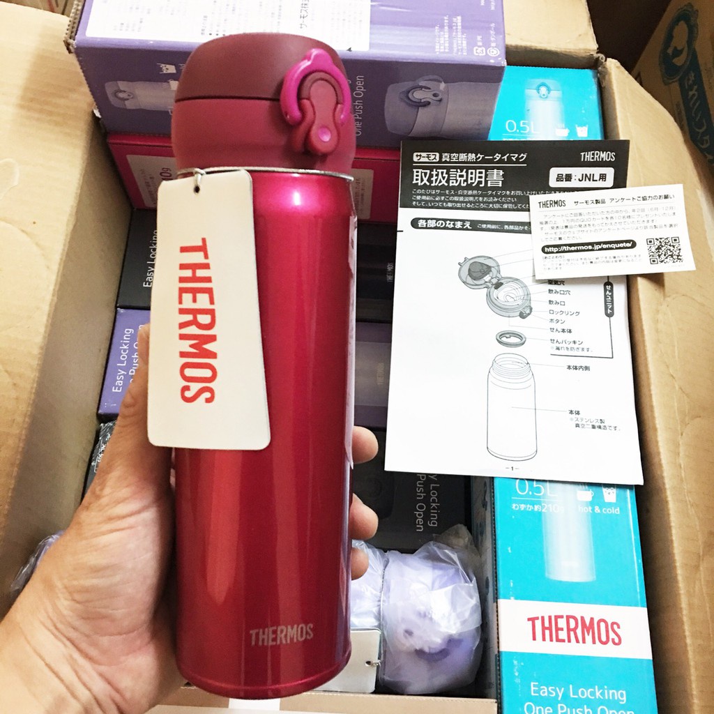 Bình giữ nhiệt Thermos Nhật Bản hàng nhập khẩu 500ml nắp bật, chịu nhiệt tốt, không chứa BPA