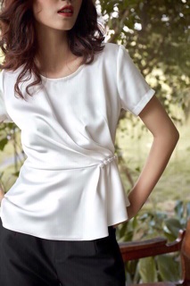 Áo somi peplum xếp ly