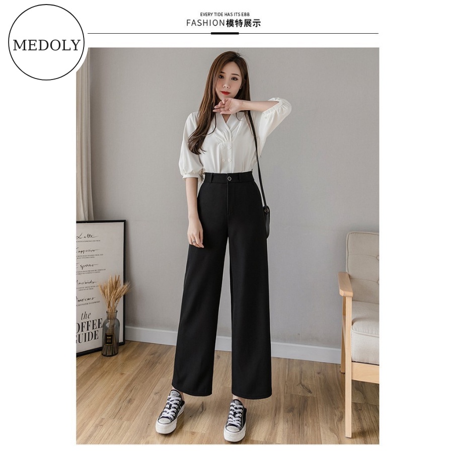 Quần ống suông rộng nữ , quần tây ống xuông nữ phong các Hàn Quốc | BigBuy360 - bigbuy360.vn