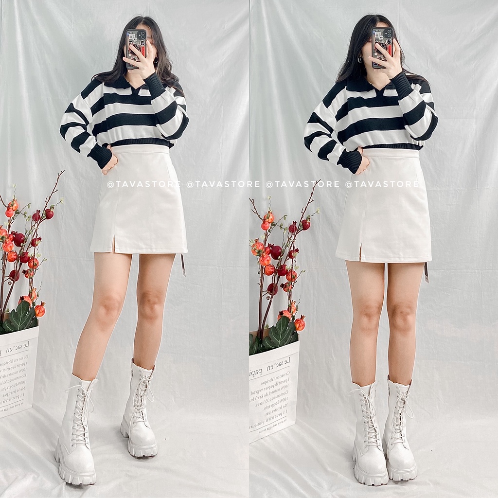 Áo len polo kẻ ngang