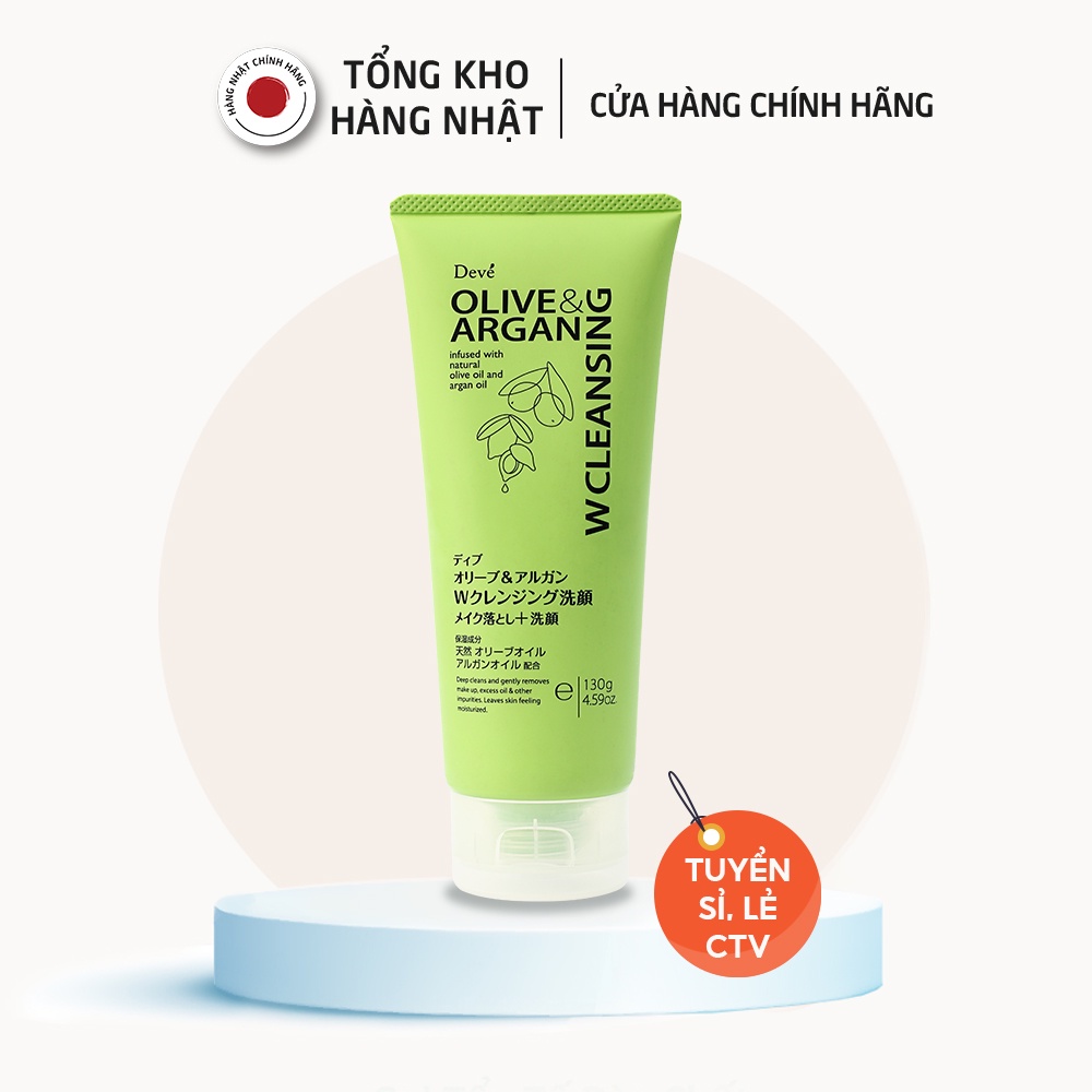 Sữa Rửa Mặt Tẩy Trang Deve Chiết Xuất Dầu Olive &amp; Argan (Tuýp 130g)