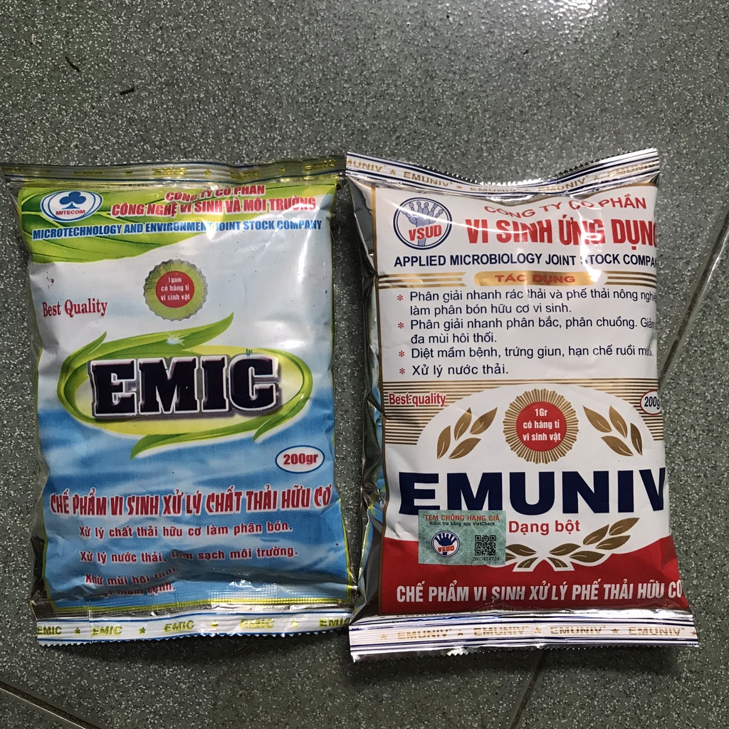 Combo ủ phân cá đậu tương , ủ phân hữu cơ và khử mùi hôi Emic + Emuniv