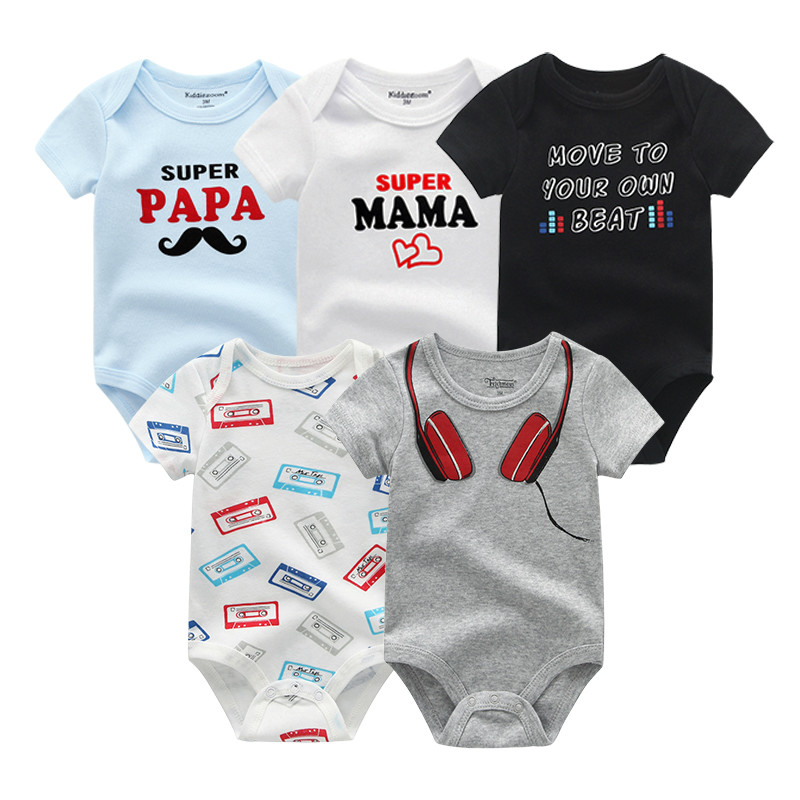 Set 5 Áo Liền Quần Tay Ngắn Cho Bé Từ 0-12 Tháng Tuổi