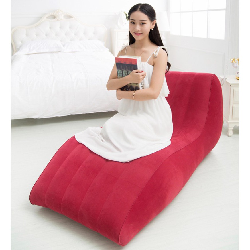 Ghế bơm hơi tình yêu chữ S Lazy Sofa có tặng kèm bơm hơi đạp chân