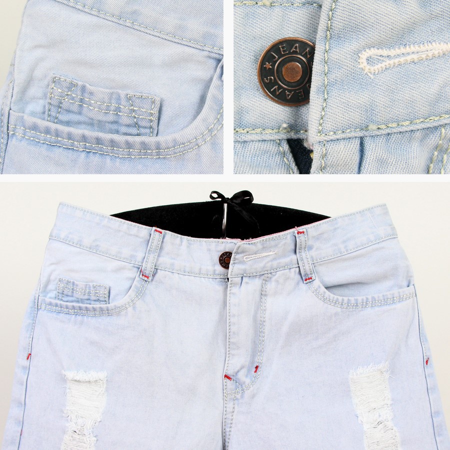 Quần short nam Q32 MĐ trắng xanh cào rách | BigBuy360 - bigbuy360.vn