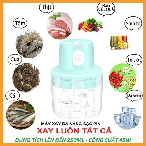 Máy Xay Thịt Mini - Máy Xay Tỏi Ớt Mini Cầm Tay Tự Động Siêu Khỏe - Xay Đồ Ăn Dặm, Rau, Củ, Quả, Thịt Tiện Lợi