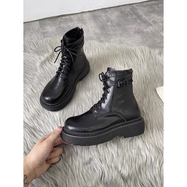 Boots martin cổ ngắn ulzzang đan dây đế cao 4cm