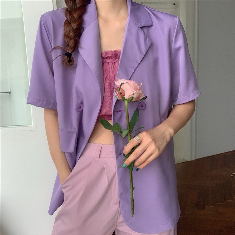 ÁO BLAZER TAY NGẮN MÙA HÈ TÍM | BigBuy360 - bigbuy360.vn