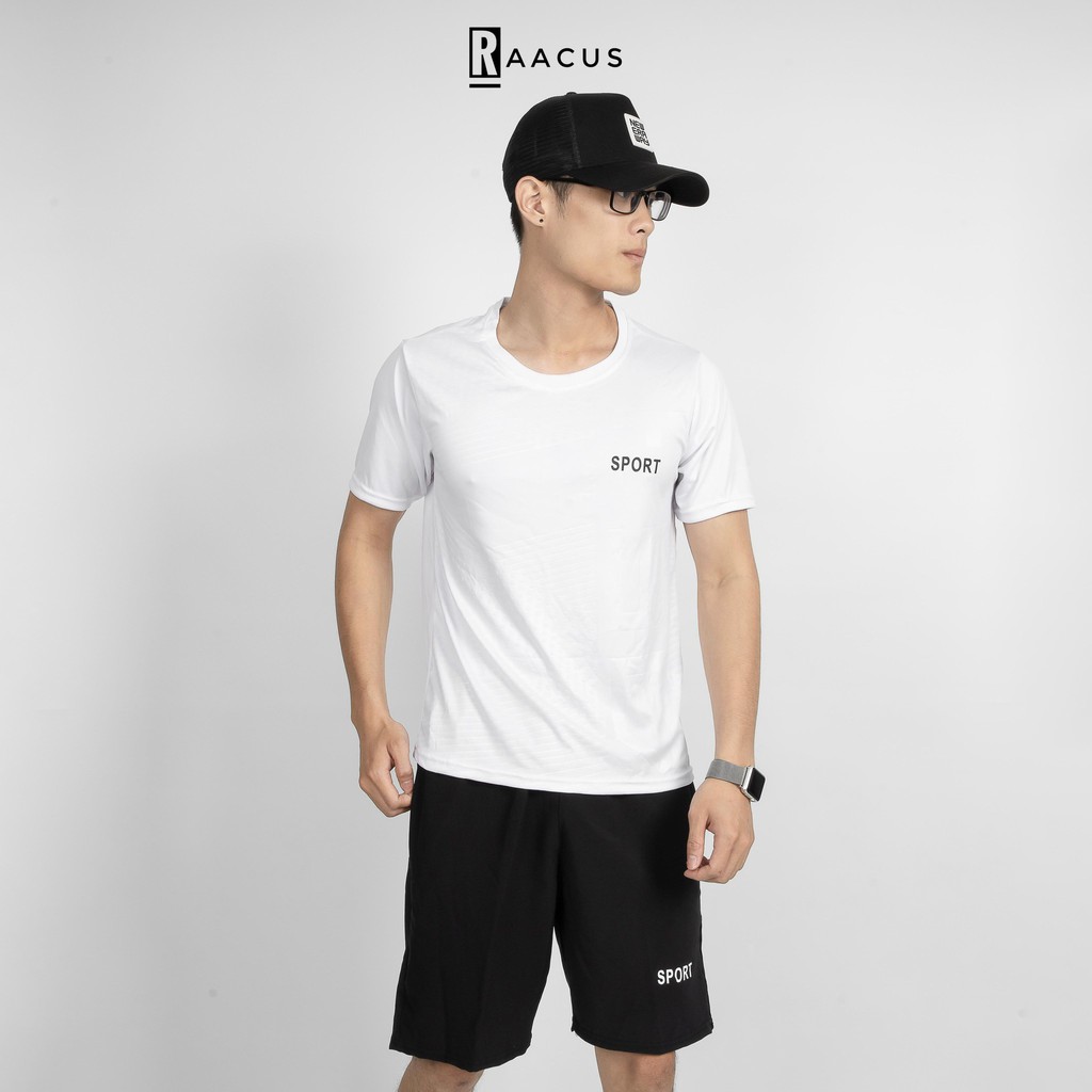 Bộ thể thao nam mùa hè chất thun co giãn, bộ quần áo thể thao nam áo thun tay lỡ thời trang RAACUS- DB266 | BigBuy360 - bigbuy360.vn