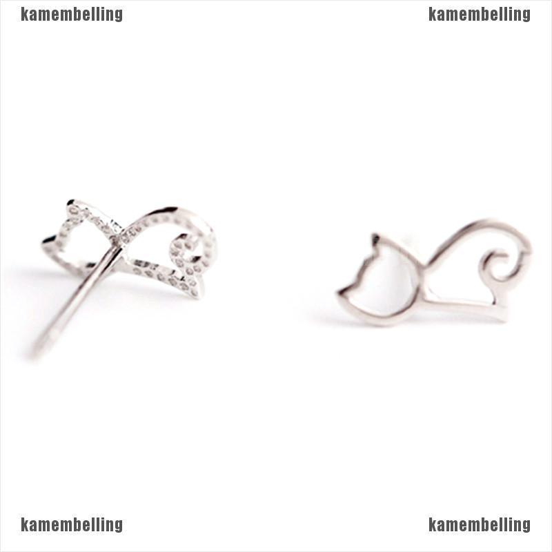 Bông Tai Bạc Hình Mèo Dễ Thương Xinh Xắn Dành Cho Nữ