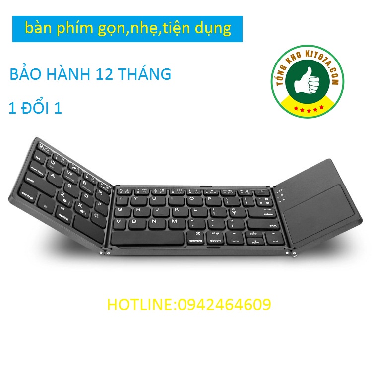 Bàn phím không dây gấp 3 rút gọn Bluetooth điện thoại-ipad-laptop cao cấp-bảo hành 12 tháng
