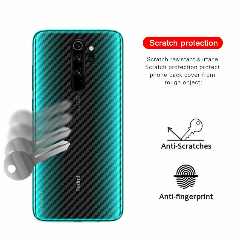 Set 5 Miếng Dán Sợi Carbon Bảo Vệ Mặt Lưng Điện Thoại Xiaomi Redmi Note 8 Pro