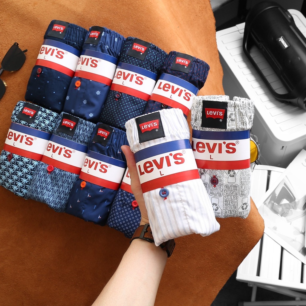 Quần Đùi Nam LEVIS Chất Liệu Cotton Thoáng Mát Mặc Ngủ Thoải Mái