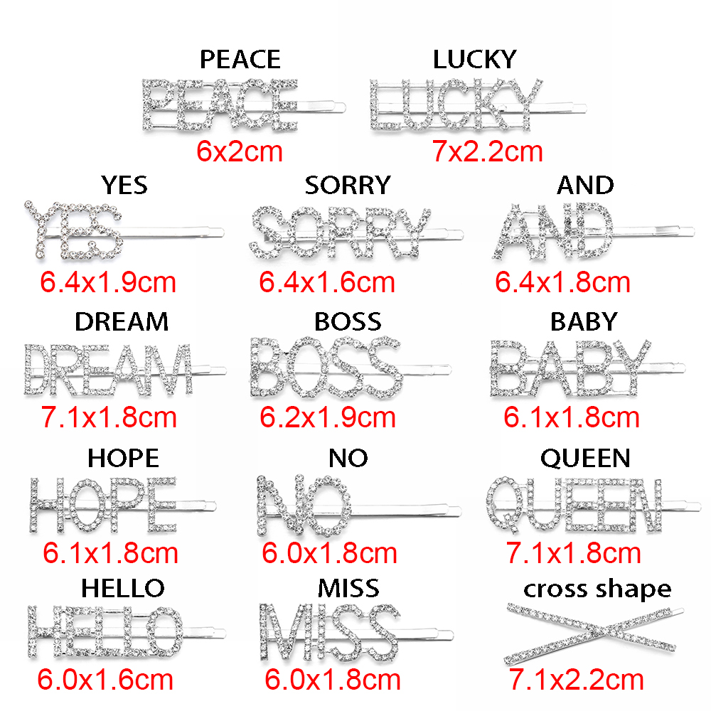 Kẹp Tóc Hình Chữ Đính Đá Lấp Lánh Cho Nữ